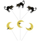 Baking & Pet Kft Halloween torta beszúró, dekoráció-Hold és macska(6 db)