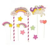 Baking & Pet Kft Happy birthday torta beszúró, Unikornis és Szivárvány-9 db