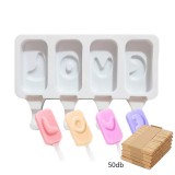 Baking & Pet Kft Jégkrém készítő szilikon forma, love minta 12,5x19cm +Fa pálcika 50db