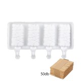 Baking & Pet Kft Jégkrém készítő szilikon forma, szív minta 12,5x19cm+Fa pálcika 50db