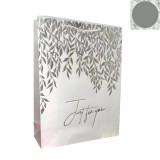 Baking & Pet Kft "Just for you" levél mintás ajándék táska,nagy- Ezüst szürke