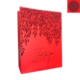 Baking & Pet Kft "Just for you" levél mintás ajándék táska,nagy- Piros