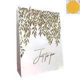 Baking & Pet Kft "Just for you" levél mintás ajándék táska,nagy- White&Gold