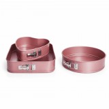 Baking & Pet Kft Kapcsos tortaforma szett, Rosegold-szív,kerek és négyzet