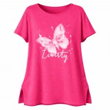 Baking & Pet Kft „Liberty” pillangó mintás női ruha, laza oldalvágott fazon - Pink