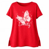Baking & Pet Kft „Liberty” pillangó mintás női ruha, laza oldalvágott fazon - Piros
