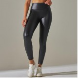 Baking & Pet Kft Magas derekú alakformáló bőr leggings - fekete