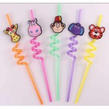 Baking & Pet Kft Műanyag Spirális Szívószál – Állatos Design, 4 db-os