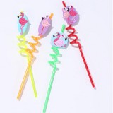 Baking & Pet Kft Műanyag Spirális Szívószál – Flamingó Mintás, 4 db-os