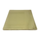 Baking & Pet Kft Négyzet alakú Tortadob - Arany (20 cm) Virágmintával