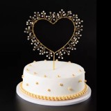 Baking & Pet Kft Szív alakú tortadísz, torta beszúró gyöngyökkel-Arany