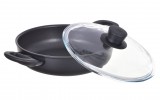 Ballarini 75002-923-0 Avola, 28cm, 2 Fogantyú, Mély, Üveg Fedeles, Alumínium, Fekete serpenyő