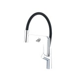 BALLETTO mosogató csaptelep, fix helyzetű tartó, hajlékony szilikon kifolyó csővel, 25mm, fekete