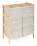 Bambusz polc 6 kosárral, bézs színű