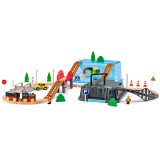 Bányászati készlet vasúti pályával 54 db-os játékszett - Woodyland