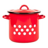 Bara&Bara Fazék fedővel 1 liter piros pöttyös zománcozott 2+39/12/pp