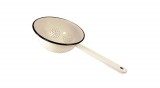 Bara és Bara Kft. Zománcozott retro nyeles tésztaszűrő, 22 cm, fehér