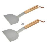 Barbecook BC-ACC-7123 2db-os rozsdamentes acél rostlap forgató, fa nyél, 100% FSC, 31cm