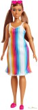 Barbie 50. évfordulós Malibu baba - Szívárvány mintás ruhában (GRB38)