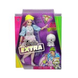 Barbie Extra: Baba csillogó ruhában, kiskedvenccel - Mattel