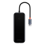 Baseus AcmeJoy 5 az 1-ben Hub USB-C - 2xUSB 3.0 USB 2.0 USB-C PD RJ45 sötétszürke (WKJZ010113) (WKJZ010113)
