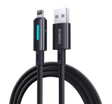 BASEUS adatkábel (USB - lightning, 2.4A, PD gyorstöltő, 100cm, cipőfűző, törésgátló, LED kijelző) FEKETE