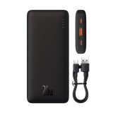 Baseus airpow vésztöltő usb+type-c aljzat (10000mah, 20w, pd gyorstöltő 3.0, led jelzés) fekete