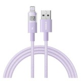 Baseus Apple iPhone 12 display ii adatkábel (usb - lightning, 2.4a, gyorstöltő, cipőfűző, led kijelző, 100cm) lila