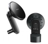 Baseus autós tartó (műszerfalra, szellőzőre, tapadókorongos, 15W, wireless, MagSafe) FEKETEWXJN-01