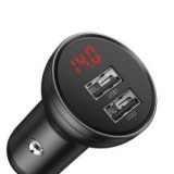 Baseus autós töltő, Digital Display Dual USB csatlakozás, digitális kijelzés, 24W 4.8A, szürke (CCBX