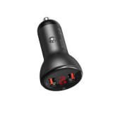 Baseus autós töltő, digitális kijelzővel dupla SCP QC 2xUSB, 45W, szürke (CCBX-B0G)