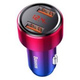 Baseus autós töltő, Magic Series Dual QC digitális kijelzővel gyors töltés, 45W, piros-kék (CCMLC20A