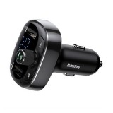 Baseus bluetooth fm transmitter autós töltő 2 usb aljzat (36w, pd gyorstöltés támogatás, microsd kártyaolvasó) fekete