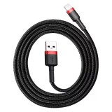 Baseus Cafule töltőkábel, USB-A - Lightning, megerősített kivitel, 2 m, piros-fekete
