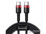 Baseus Cafule Type-C - Type-C adat- és töltőkábel, piros, 2 m, cipőfűző mintás