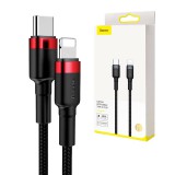 Baseus Cafule USB-C – Lightning PD kábel, 18 W, 1 m (fekete/piros)