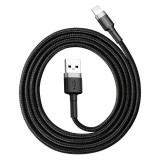 Baseus Cafule USB-Lightning töltőkábel, 2.4A, 0.5m, szürke-fekete (CALKLF-AG1) (CALKLF-AG1)
