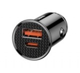 Baseus CIRCULAR autós töltő USB+Type-C aljzat (30W, PD gyorstöltő 4.0) FEKETECCALL-YS01 CIRCULAR