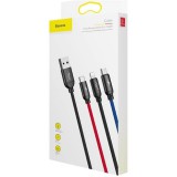 Baseus Colorfone CAMLT-BSY01 USB kábel 1,2 M USB A 3 x USB C Fekete, Vörös, Kék