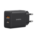 Baseus cube pro hálózati töltő usb+type-c aljzat (30w, gan, pd gyorstöltő) fekete