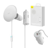 Baseus CW01 Mágneses autós telefontartó szellőzőrácsra, USB-C, 15W + 25W (fehér)