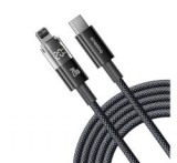 Baseus DISPLAY II adatkábel (Type-C - lightning, 20W, gyorstöltő, cipőfűző, LED kijelző, 200cm) FEKE