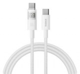 Baseus DISPLAY II adatkábel (Type-C - Type-C, 100W, gyorstöltő, cipőfűző, LED kijelző, 200cm) FEHÉR