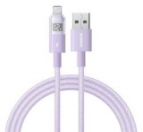 Baseus DISPLAY II adatkábel (USB - lightning, 2.4A, gyorstöltő, cipőfűző, LED kijelző, 100cm) LILA