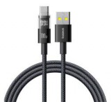 Baseus DISPLAY II adatkábel (USB - Type-C, 100W, gyorstöltő, cipőfűző, LED kijelző, 100cm) FEKETE