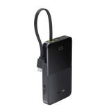 Baseus enerfill fc51 bipow 2 vésztöltő type-c+usb aljzat(10000mah, 22.5w, pd gyorstöltő, led+fix type-c kábel)fekete