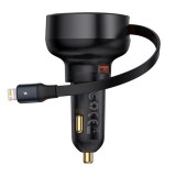 Baseus Enjoyment Pro Car Charger U+Retractable iPhone Cable 55W Black C00057801111-00