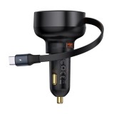 Baseus Enjoyment Pro Car Charger U+Retractable Type-C Cable 60W Black C00057800111-00