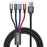 Baseus Fast 4 az 1-ben USB, 2xUSB-C, Lightning, Micro 3,5A, kábel, 1.2 m, fekete (CA1T4-B01) (CA1T4-B01) - Adatkábel