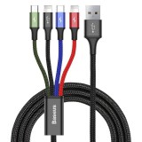 Baseus Fast 4 az 1-ben USB-C, 2x Lightning, Micro 3,5A, kábel, 1.2 m, fekete (CA1T4-A01) (CA1T4-A01)